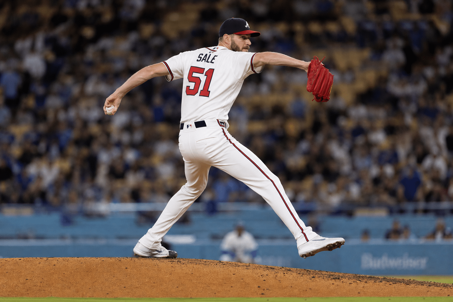 Chris Sale pitching for the Atlanta Braves