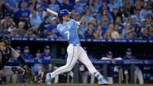 Bobby Witt Jr. batting for the Kansas City Royals