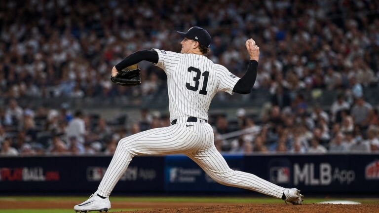 Cam Schlittler pitching for the New York Yankees