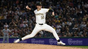 Paul Skenes pitching for the Pittsburgh Pirates