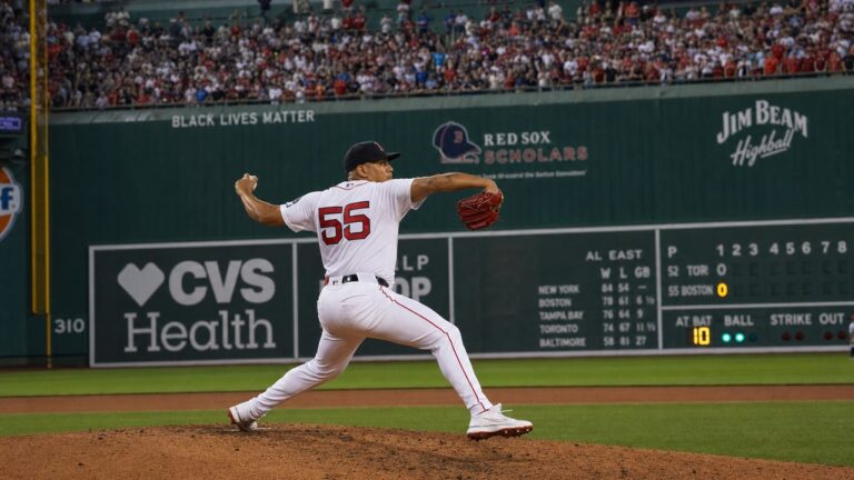 Ranger Suarez pitching for the Boston Red Sox at Fenway Park