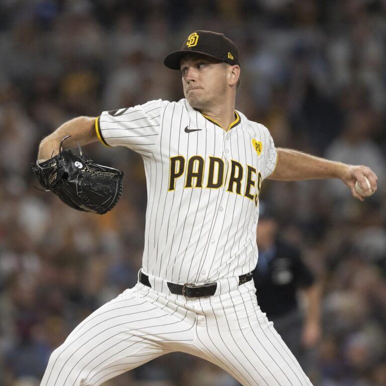 Michael King pitching for the San Diego Padres at Petco Park