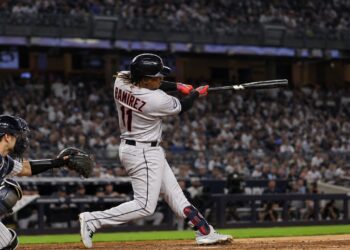 Jose Ramirez in action for the Cleveland Guardians