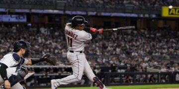 Jose Ramirez in action for the Cleveland Guardians