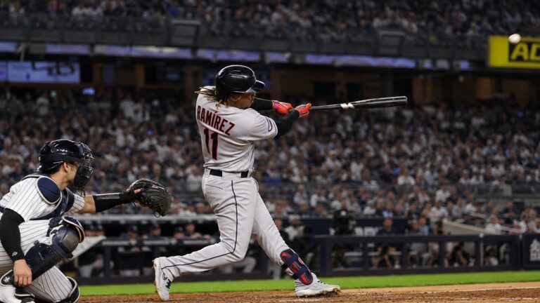 Jose Ramirez in action for the Cleveland Guardians