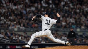 Cam Schlittler pitching for the New York Yankees