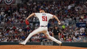 Chris Sale pitching for the Atlanta Braves