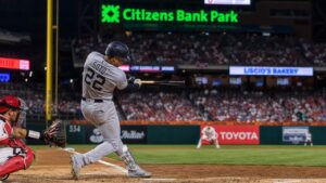 Juan Soto batting for the New York Mets