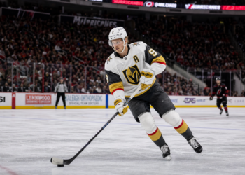 Jack Eichel in action for the Vegas Golden Knights