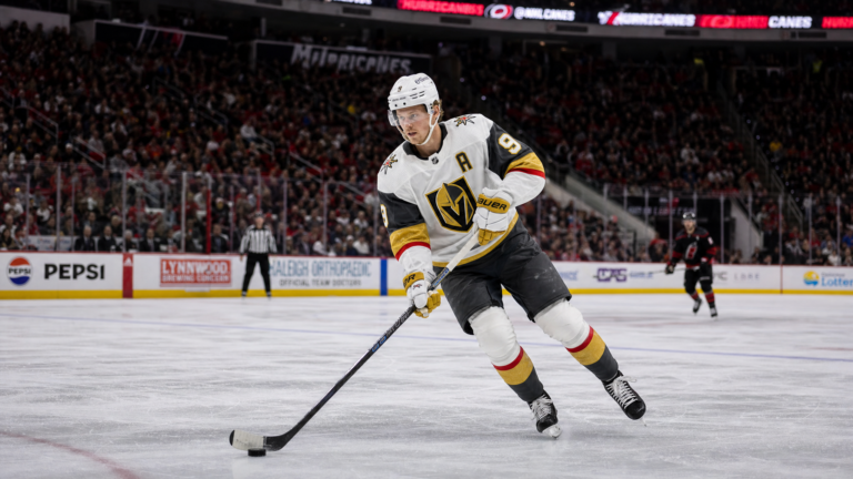 Jack Eichel in action for the Vegas Golden Knights