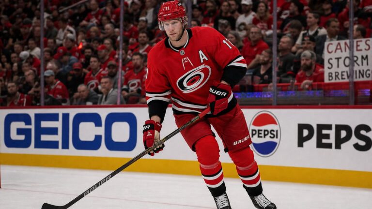 Jordan Staal skating for the Carolina Hurricanes in the 2026 Stanley Cup Final