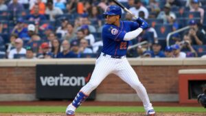 Juan Soto batting for the New York Mets at Citi Field