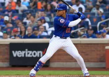 Juan Soto batting for the New York Mets at Citi Field
