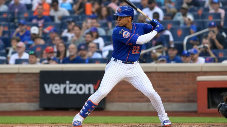 Juan Soto batting for the New York Mets at Citi Field