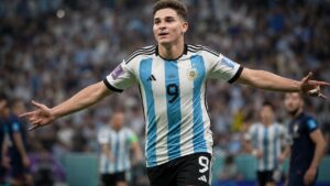 Julian Alvarez of Argentina in action at the 2026 FIFA World Cup