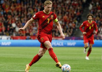 Kevin De Bruyne playing for Belgium at BC Place Vancouver during FIFA World Cup 2026
