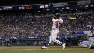 Michael Harris II batting for the Atlanta Braves at Citi Field
