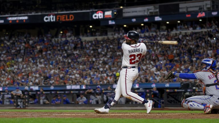 Michael Harris II batting for the Atlanta Braves at Citi Field