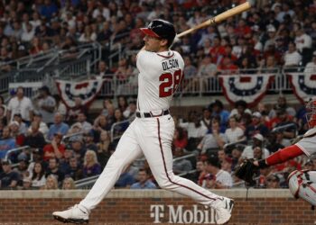 Matt Olson batting for the Atlanta Braves at Truist Park