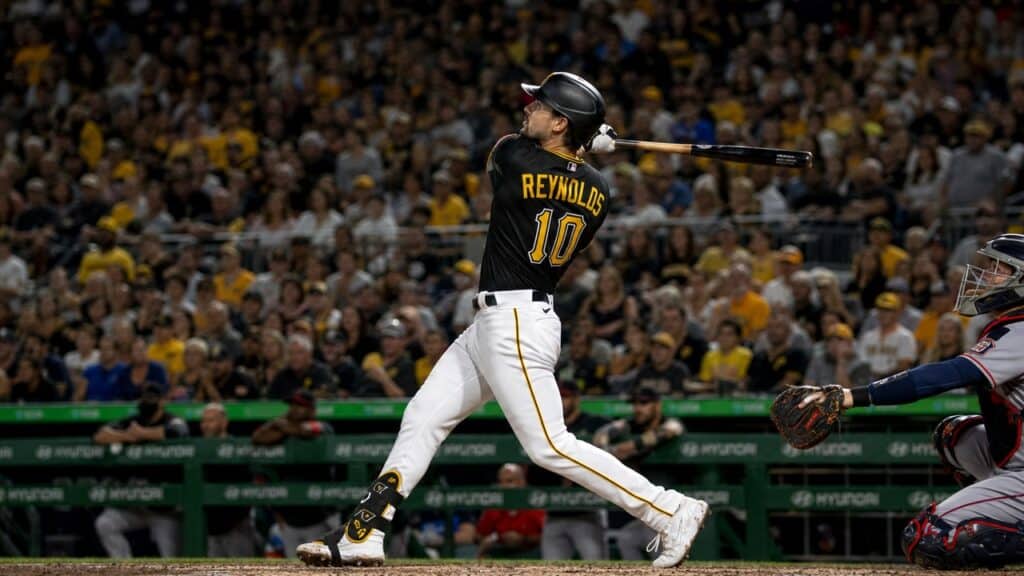 Bryan Reynolds batting for the Pittsburgh Pirates