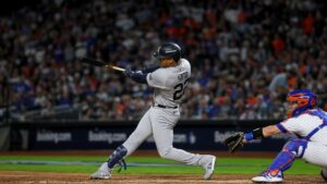 Juan Soto batting for the New York Mets at Citi Field