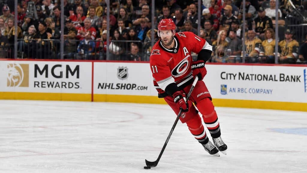 Jordan Staal skating for the Carolina Hurricanes