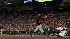 Pittsburgh Pirates batter at the plate at Daikin Park in Houston