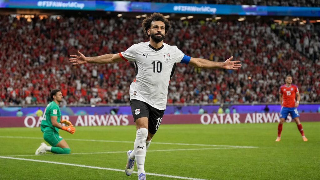Mohamed Salah playing for Egypt at Lumen Field during the FIFA World Cup 2026