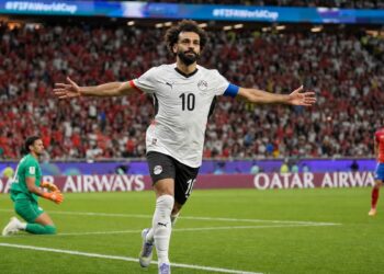 Mohamed Salah playing for Egypt at Lumen Field during the FIFA World Cup 2026