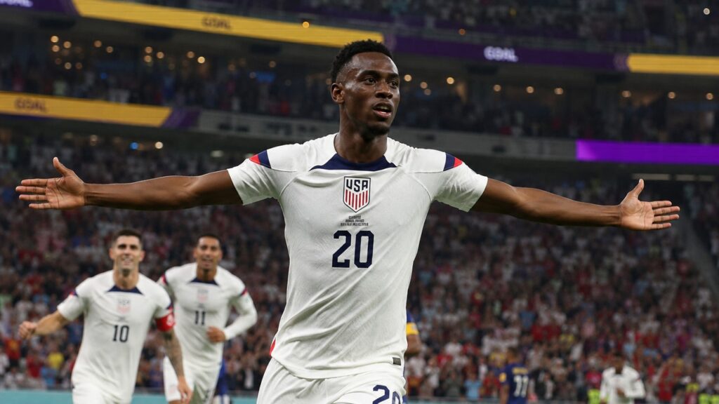 Folarin Balogun celebrates a goal for the USMNT at the 2026 FIFA World Cup