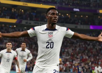 Folarin Balogun celebrates a goal for the USMNT at the 2026 FIFA World Cup