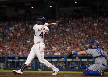 Yordan Alvarez batting for the Houston Astros at Daikin Park