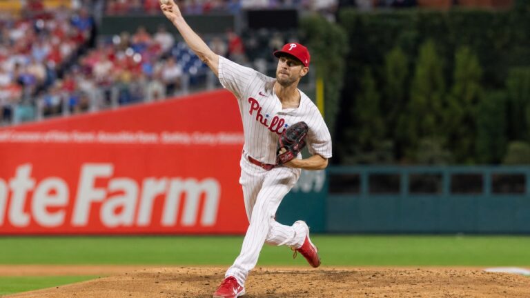 Zack Wheeler pitching on the mound for the Philadelphia Phillies