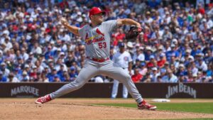 Andre Pallante pitching for the St. Louis Cardinals