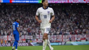 Jude Bellingham in action for England at the 2026 FIFA World Cup