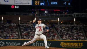 Grant Holmes pitching for the Atlanta Braves