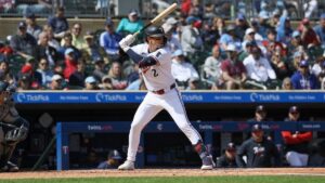 Brooks Lee at the plate for the Minnesota Twins