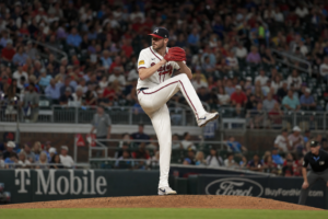 Chris Sale pitching for the Atlanta Braves