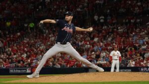 Chris Sale pitching for the Atlanta Braves