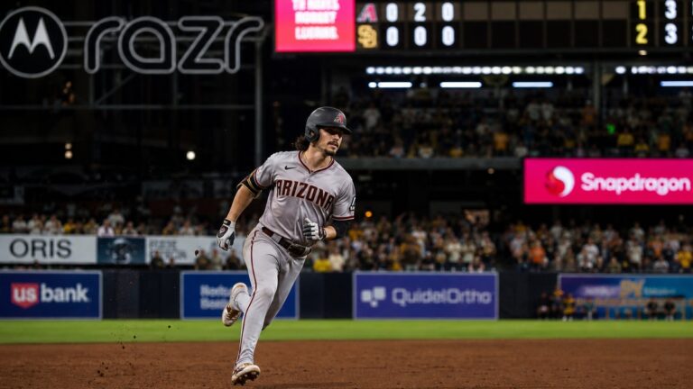 Corbin Carroll running the bases for the Arizona Diamondbacks