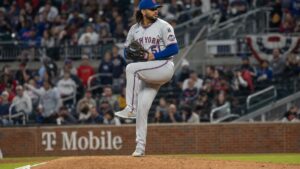 Freddy Peralta pitching for the New York Mets