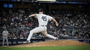 Gerrit Cole pitching for the New York Yankees