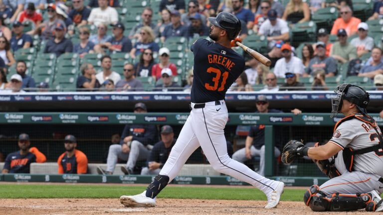 Riley Greene in action for the Detroit Tigers