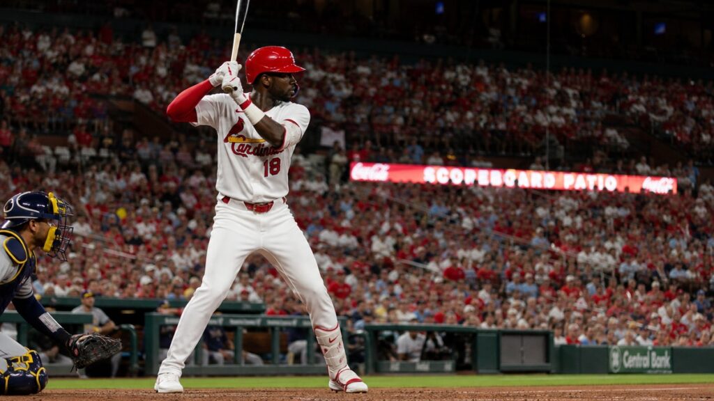 Jordan Walker batting for the St. Louis Cardinals