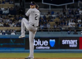 Kyle Freeland pitching for the Colorado Rockies