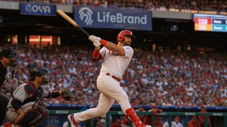 Kyle Schwarber batting for the Philadelphia Phillies