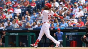 Brandon Marsh batting for the Philadelphia Phillies at Citizens Bank Park