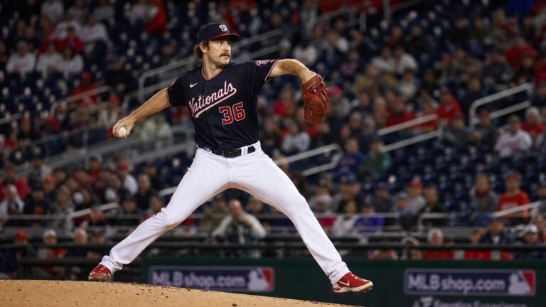 Miles Mikolas pitching for the Washington Nationals