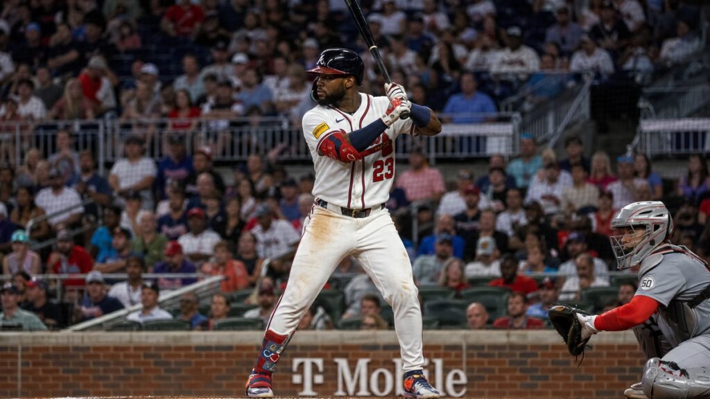 Michael Harris II batting for the Atlanta Braves at Truist Park