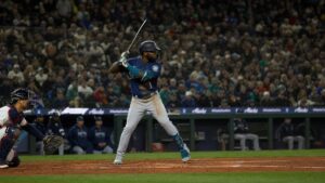 Randy Arozarena batting for the Seattle Mariners at T-Mobile Park